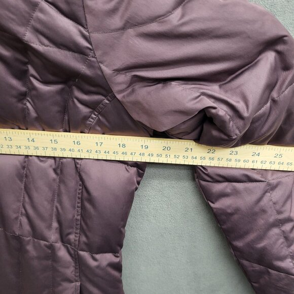 Eddie Bauer Purple Goose Down Puffer Long Coat EB550 Fill Power Size Small Hood - Picture 7 of 10